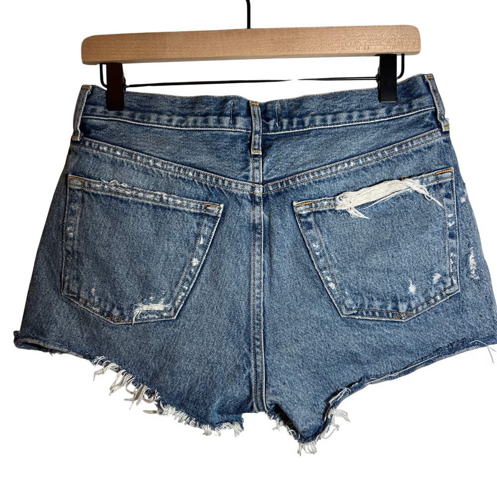 Agolde Parker Vintage Cutoff Denim Shorts in Clutch Medium Wash, Women's Size 26 - Picture 4 of 11